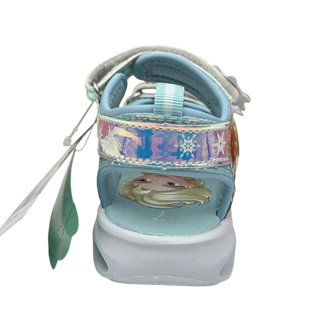 Disney Frozen Anna &‎ Elsa Toddler Girl's Light-up Sandals Size 7 Silver/Aqua